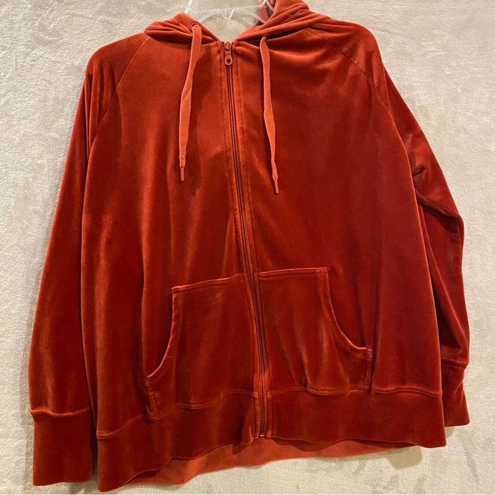 Offline Jacket Women’s Large Orange Zip Up Hoodie Velour Long Sleeve